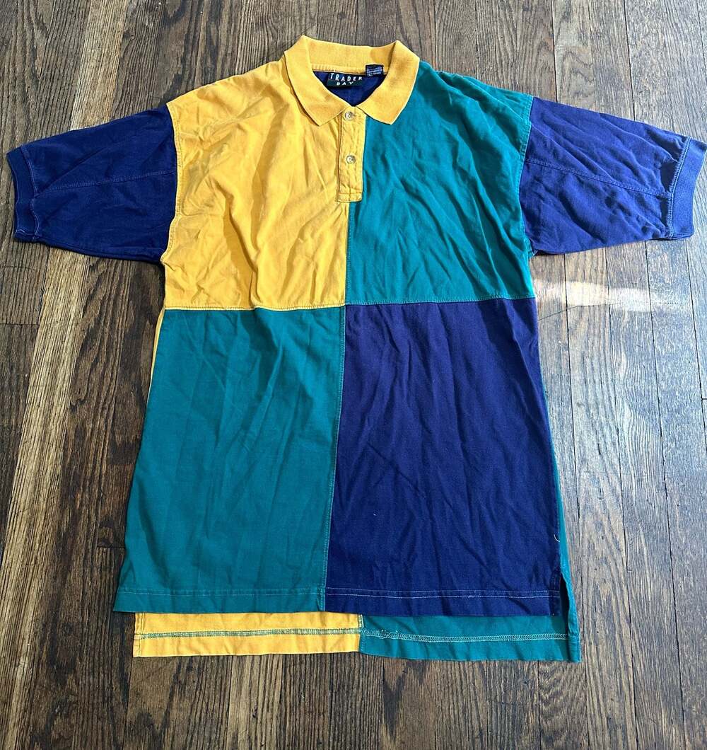 Vintage 90’s Trader Bay Colorblock Short Sleeve Polo Shirt Medium